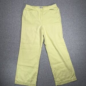 PENDLETON Wide Leg Yellow‎ Green Linen Rayon Pants Women's Size 14W